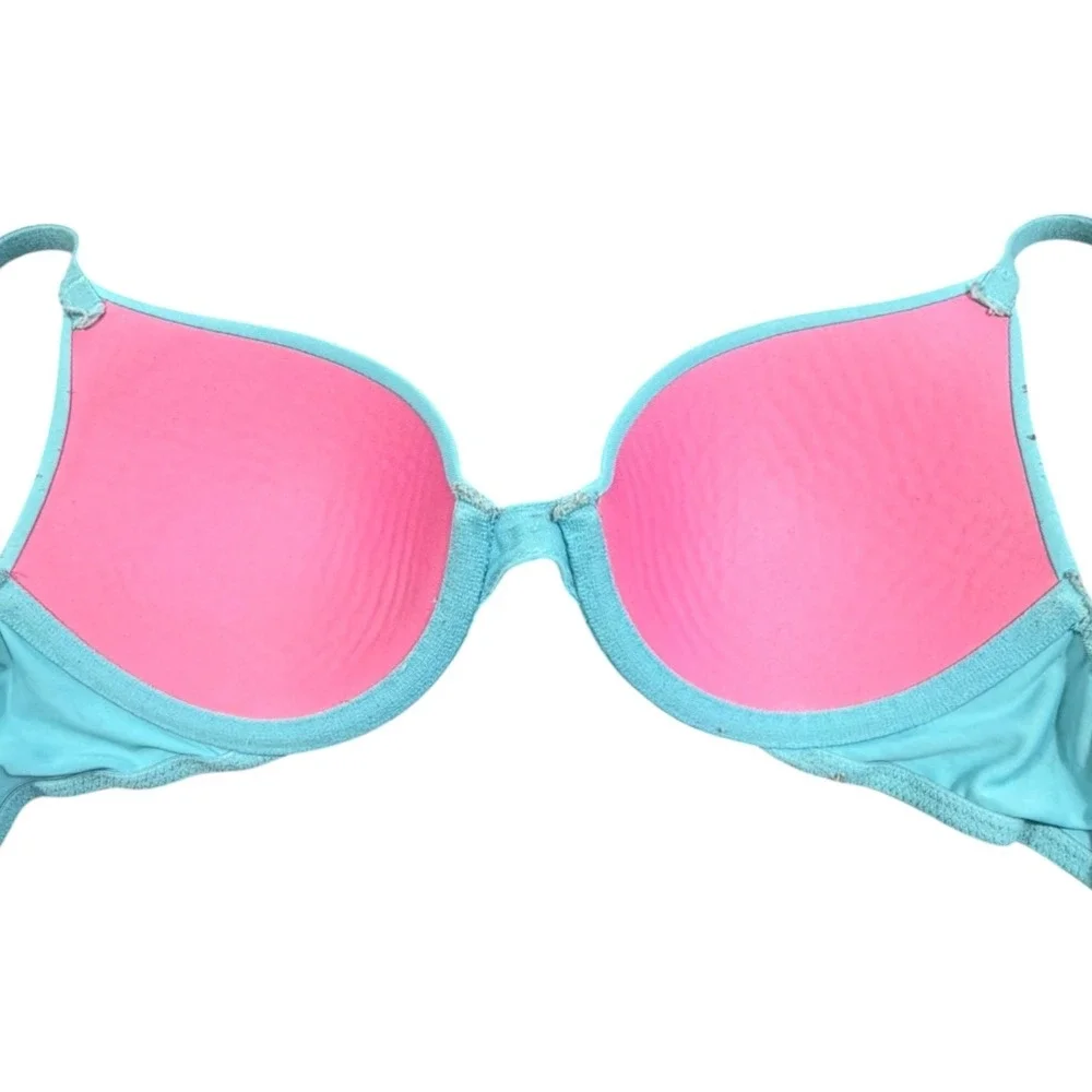 PINK‎ Victoria's Secret Wear Everywhere Bra 32A Blue Underwire Rhinestone